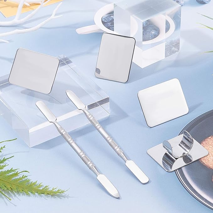 OLYCRAFT 6PCS Stainless Steel Makeup Palette Mini Ring