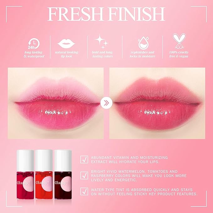 ZARICS 4 Colors Lip Tint Stain Set, Korean Gloss