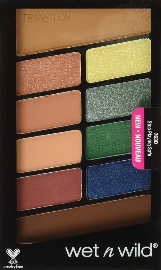 wet n wild Color Icon 10-Pan Eyeshadow Makeup Palette, Long Lasting, Shimmer, Metallic, Glittery, Matte, Rich Smooth Pigment, Cruelty Free - Stop Playing Safe