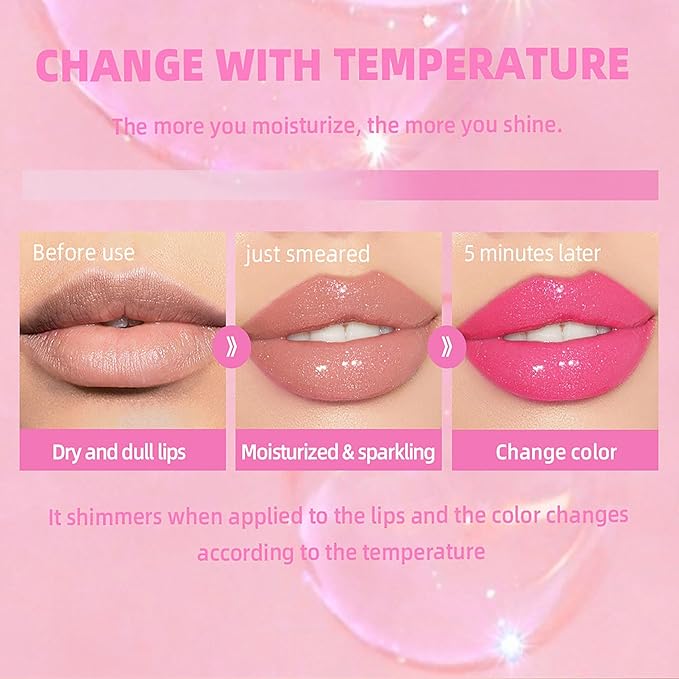 Magic Color Changing Moisturizing Lip Glow Oil, Big Brush Plumping Lip Oil, Plumping Glimmer Glow Lipstick, Fresh Texture Lip Oil, Hydrating Lip Glow Oil, Non-Sticky Long Lasting Lip Oil Gloss