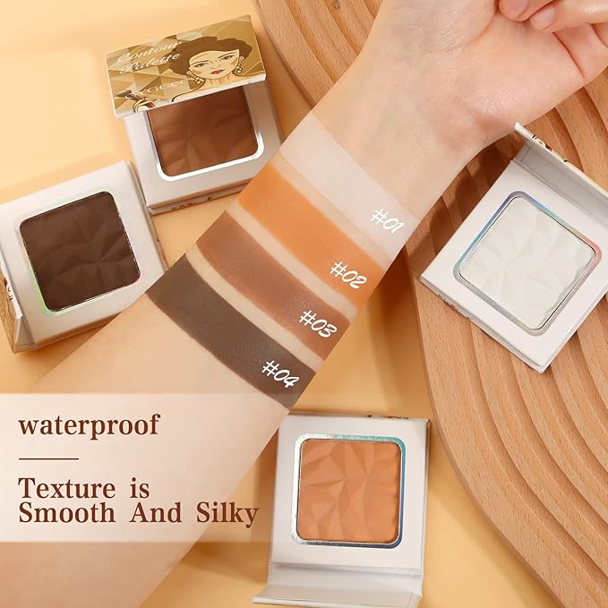 Matte White Highlight Contour Palette Bright,Mini Professional Matte