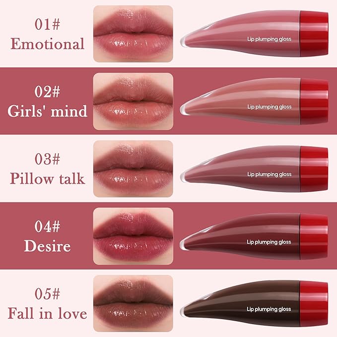 Juicy Lip Plumping Gloss, Tinted Lip Gloss Lip Plumper, Hydrating Moisturizing Lip Tint Stain, Highly Pigmented Shine Glossy Lip Oil, Long-Lasting Lip Gloss For Women Girls Dry Lip Care-04#