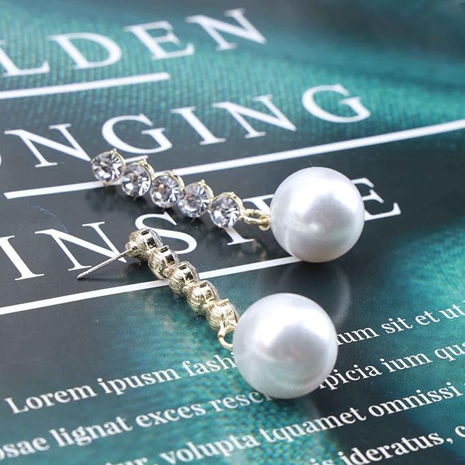 Vintage Pearl Drop Earring Gold Rhinestone