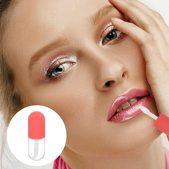Capsule Shaped Mini Lip Gloss, Shaped Lip Gloss Bottles, Refillable Lip Balm Bottles Containers, Cosmetic Dispenser Beauty Tool Mini Sample Bottle for Women, Girl (8 Pcs, 4.5ml)