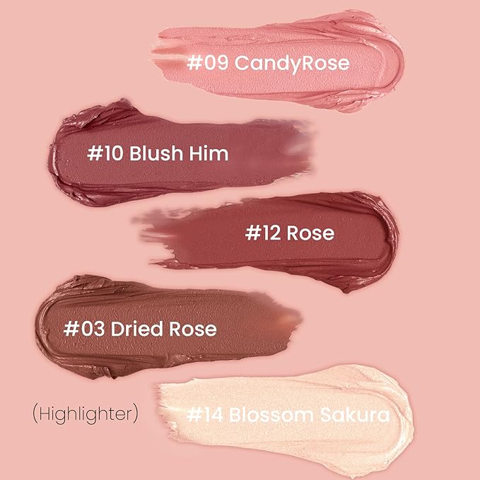 Blush Stick for Cheeks, Cream Blush with Heart-shaped, - Rose