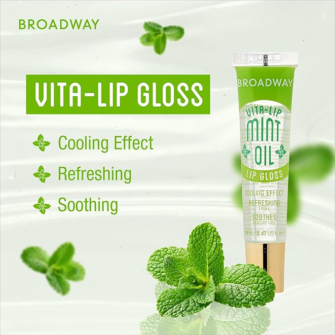 Ruby Kisses Broadway Vita-Lip Clear Lip Gloss (4 Pack Mint, Rosehip, Coconut Oil, Lip Oil Treatment), Ultra-Hydrating & Soothing Formula with Multi-Vitamins, High-Shine Non-Sticky Finish Lip Balm