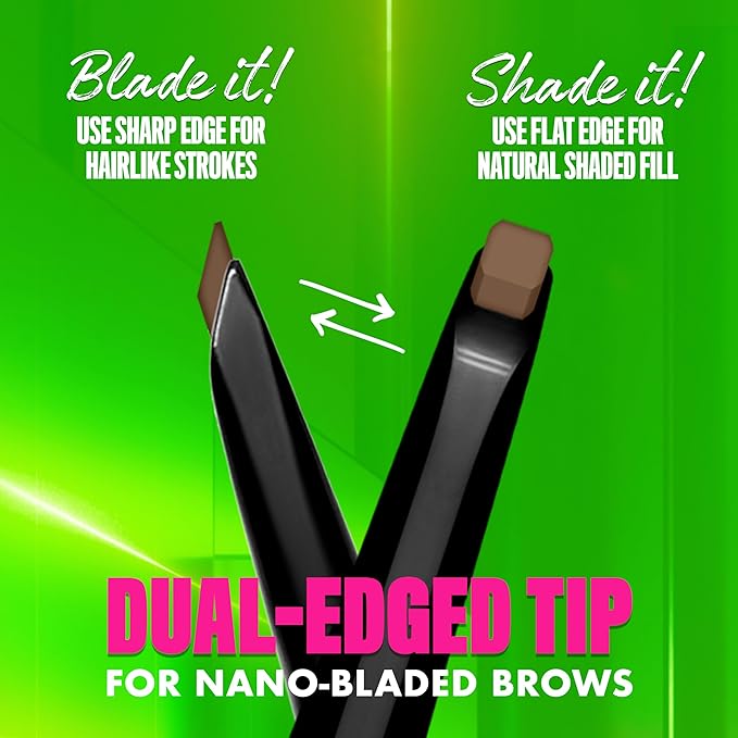 NYX PROFESSIONAL MAKEUP Blade & Shade Brow Pencil, Nano Mechanical Eyebrow Pencil, Up to 16HR Make Up Wear - Brunette