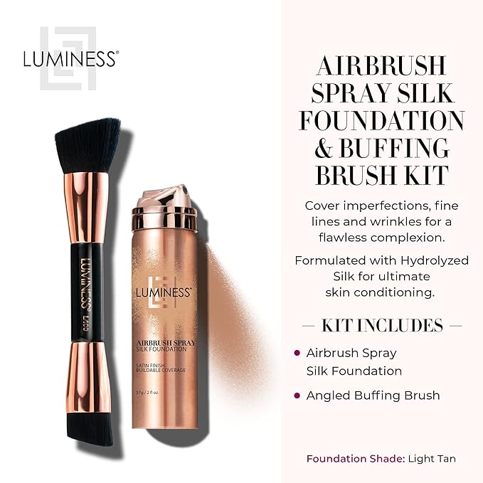 LUMINESS Silk Airbrush Spray Foundation & Buffing Brush Light Tan)