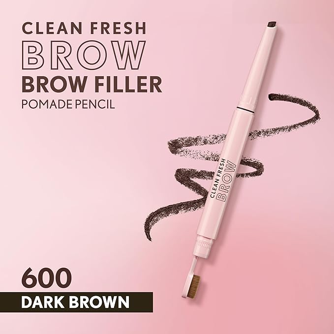 Covergirl Clean Fresh Brow Filler Pomade, 600 Dark Brown, Eyebrow Pencil, Ultra-Precise Tip, Creamy Formula, Highly Pigmented, Soft Matte Finish, Vegan Formula, 0.007oz