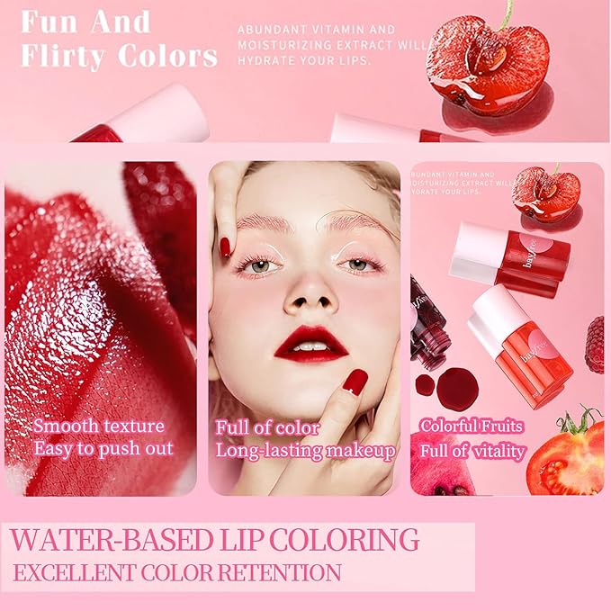 ZARICS 2 Colors Lip Tint Stain Set, Korean Gloss