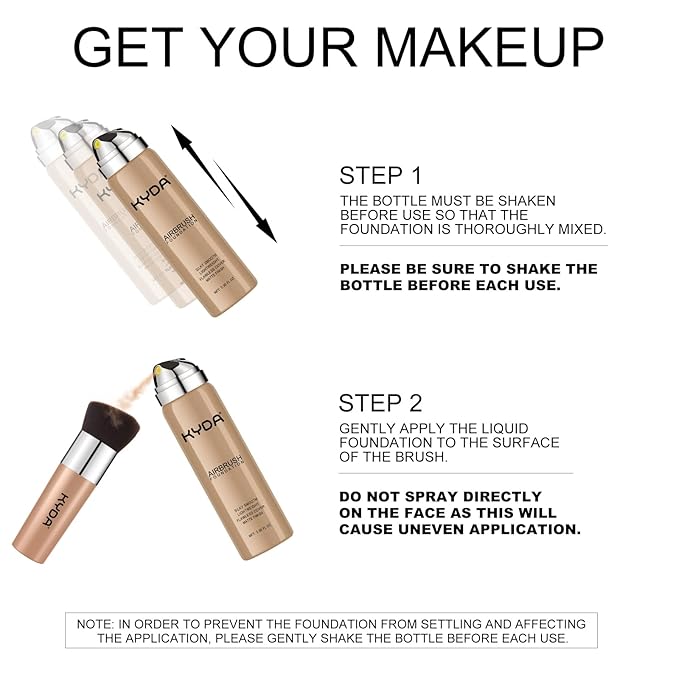 KYDA AirBrush Foundation Spray, Lasting Matte Foundation, Lightweight Classic Ivory