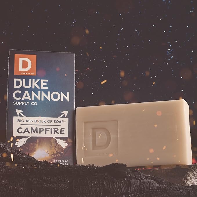 Duke Cannon Big Brick of Soap - Campfire, Smoky Hickory Scent, American-Made, Large Size, 10 oz. (3 Pack)