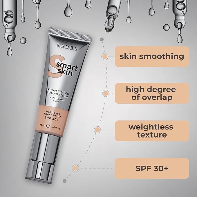 LAMEL Smartskin Serum Tinted Foundation - Hydrating & 1.18 fl.oz