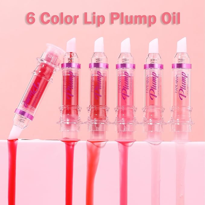 6 Colors Lip Plumper, Hydrating & Smooth Lip Wrinkles, Enhancing Plump Effect for Fuller Lips High Shine Lip Glaze Long Lasting Nourishing Lip Plumper for Women Girls (# 05)