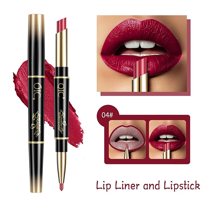 Strawberry Red Lip Liner and Lipstick for Women, Long