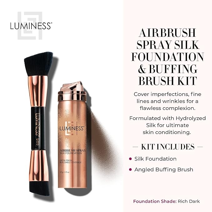 LUMINESS Silk Airbrush Spray Foundation & Buffing Brush Rich Dark)