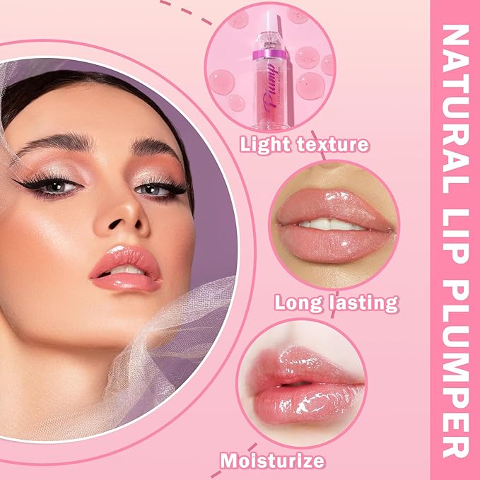 Korean Clear Lip Oil Gloss for Women,Ultra-Hydrating Lip Glow Oil with Chili Extract，Nourishing Lip Oil Tinted,Lip Plumping Booster,Fuller Lips Instantly - 02 Baby Pink