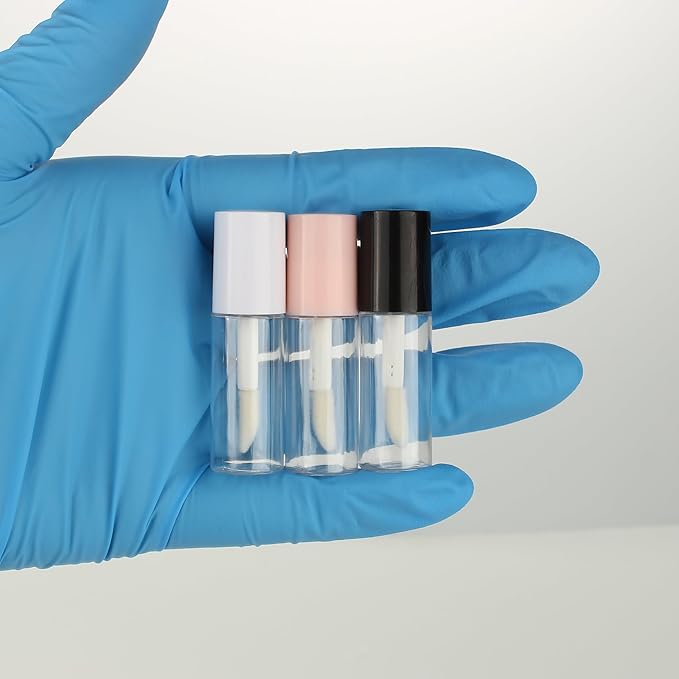 COSIDEA 10pcs 3ml empty lip gloss tubes with wand 0.1OZ Round mini Pink lipgloss tube container for DIY cosmetics packing