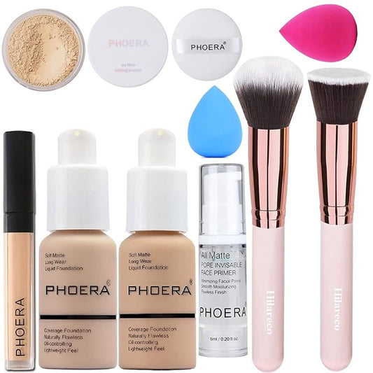 PHOERA Foundation,Full Coverage Foundation,PHOERA Primer,PHOERA Powder,PHOERA Concealer PHOERA 102- Nude)