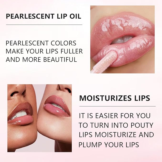 Hydrating Lip Glow Oil Set, Plumping Lip Oil Moisturizing Nourishing Shiny No-Sticky Transparent Tinted Lip Gloss Balm, Natural Lip Plumper Gloss Repairing Lightening (Cherry)