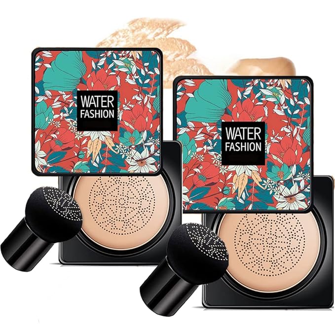 Air Cushion CC Cream Mushroom Head Foundation Air Waterproof-Natural 2Pack