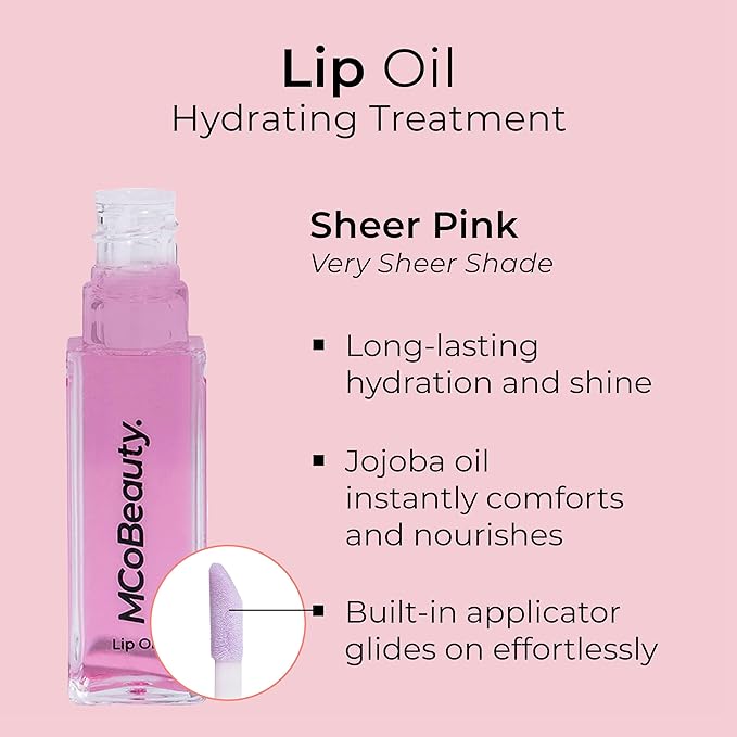 MCoBeauty Lip Oil Hydrating Treatment, Pink Lady, Moisturizing Hydrating