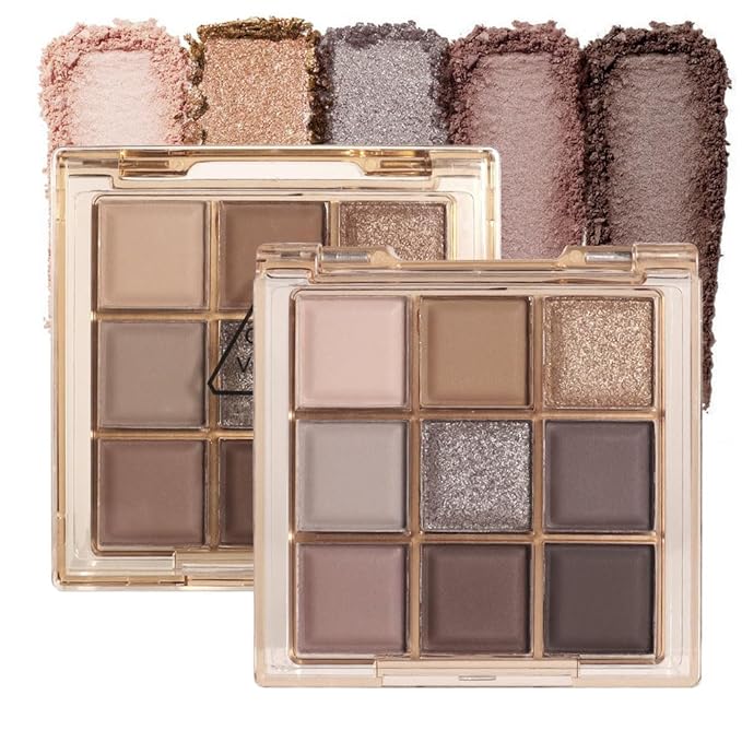 9 Colors Nude Eyeshadow Palette Makeup,Taupe Bronze Brown Matte Cream Eye Shadow,High Pigmented Natural Neutral Eyeshadow Palette Nude,Naturing-Looking Long Lasting Waterproof Blendable