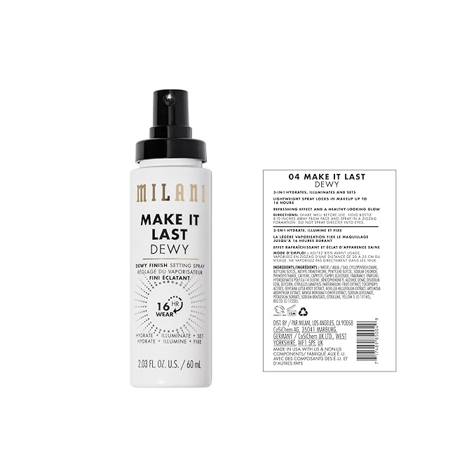Milani Make It Last Dewy - Dewy Finish Setting Spray - 3 in 1- Hydrate + Illuminate + Set, Makeup Finishing Spray - Makeup Primer & Hydrating Setting Spray - 2 Pack