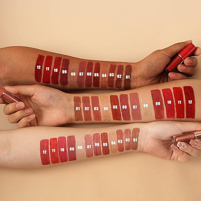 Matte Liquid Lipstick Set,Waterproof Long Lasting Non-Stick Lipstick for Women (12pcs)