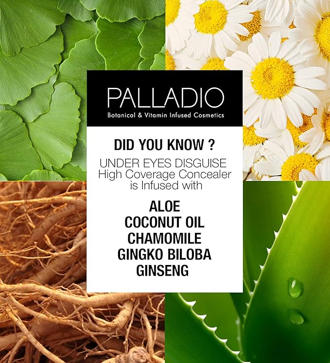 Palladio Full Coverage Concealer, Under Eyes Disguise, Creamy Brush, Mocha