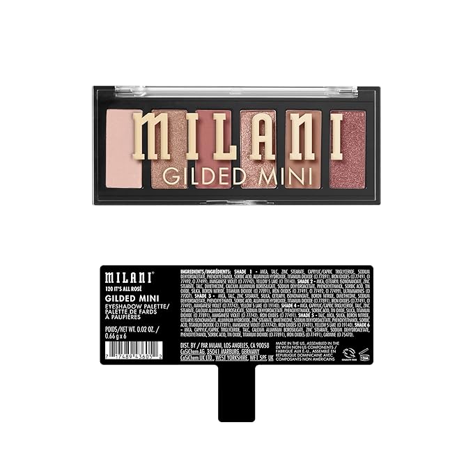 Milani Gilded Mini Eyeshadow Palette with 6 Matte & Shimmer Hues - It's All Rosé