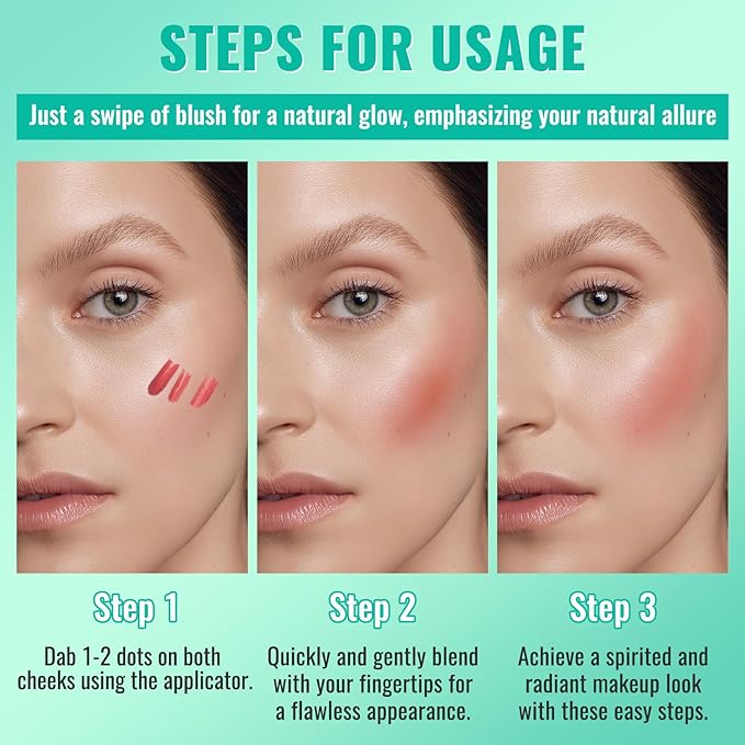 Liquid Blush, Soft Moisturizing Matte Blush, Blendable Face Dry Rose