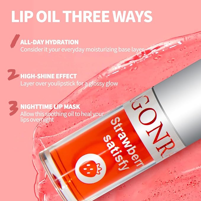 3Pcs Non-Sticky Hydrating Lip Glow Oil High Moisturizing Hydrating