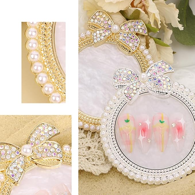 2 Pack Bow with Rhinestones Pearl Nail Art