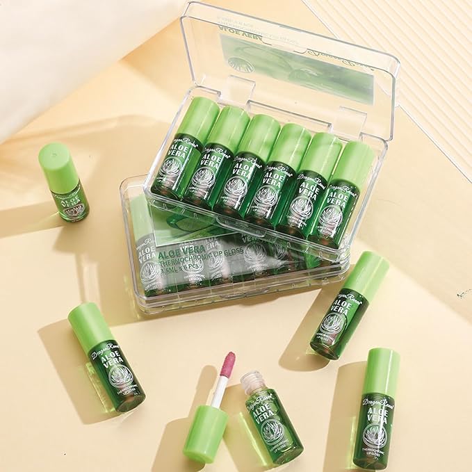6Pcs Plumping Aloe Vera Lip Oil, Big Brush Lip