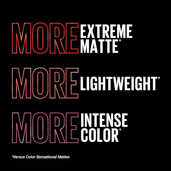 Maybelline Color Sensational Ultimatte Matte Lipstick, Non-Drying, Intense Color Pigment, More Scarlet, Scarlet Red, 1 Count