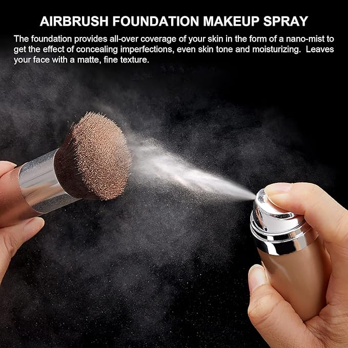 Airbrush Foundation Makeup Spray, Long Lasting Waterproof Full (#1 Natural) 2.36oz