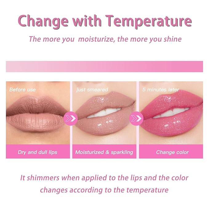 Hydrating Lip Glow Oil for Women, Color Changed Lip Plumper Gloss Moisturizing Nourishing Black Big Brush Head Lip Oil Smooth Lip Liner Stain for Lip Makeup Care and Dry Lips (black, 1 pcs)
