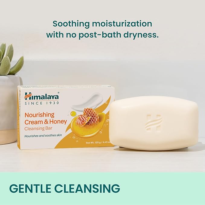Himalaya Nourishing Cream & Honey Cleansing Bar, Face and Body Soap for Soft Skin, 4.41 oz, 12 Pack