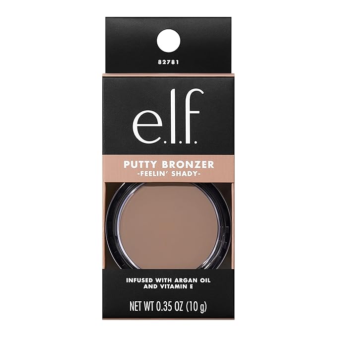 e.l.f. Putty Bronzer, Creamy & Highly Pigmented Formula, Creates a Long-Lasting Bronzed Glow, Infused with Argan Oil & Vitamin E, Feelin’ Shady, 0.35 Oz (10g)