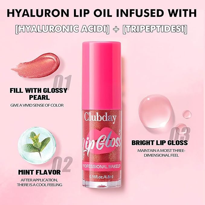 Lip Plumper Gloss Glitter Tinted Plumping Lip Gloss For Women Hydrating Long Lasting Shimmer Moisturizing Glossy Non Sticky Lip Gloss (02#)