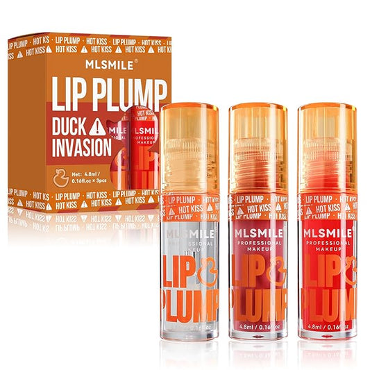 3 Colors Duck Lip Plumper Gloss,High Pigment Plumping Lip Gloss,Hydrating Lip Glow Oil, Lip Balm for women, Vegan Lip Makeup,Lip Stick Set for Women.Lip Care Oil Set.(Set A)