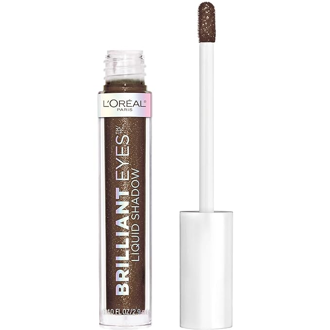 L'Oreal Paris Brilliant Eyes Shimmer Liquid Eye Shadow, Longwearing Lasting Shimmer, Crease Resistant, Flake-Proof, Precision Applicator, Quick Dry, Non-Greasy, Royal Onyx, 0.1 oz.