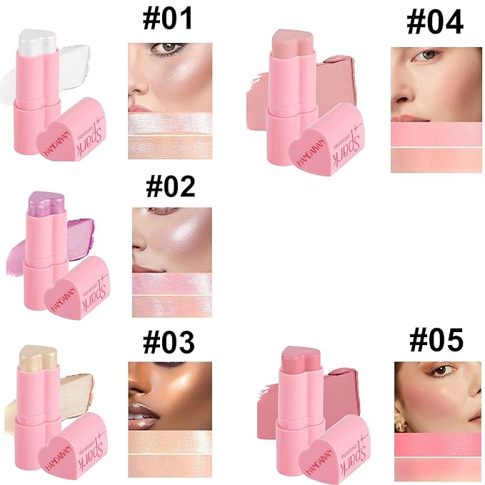 Heart Blush Stick, Matte Rouge Stick, Cheek Contour (01#, 0.) 21 OZ