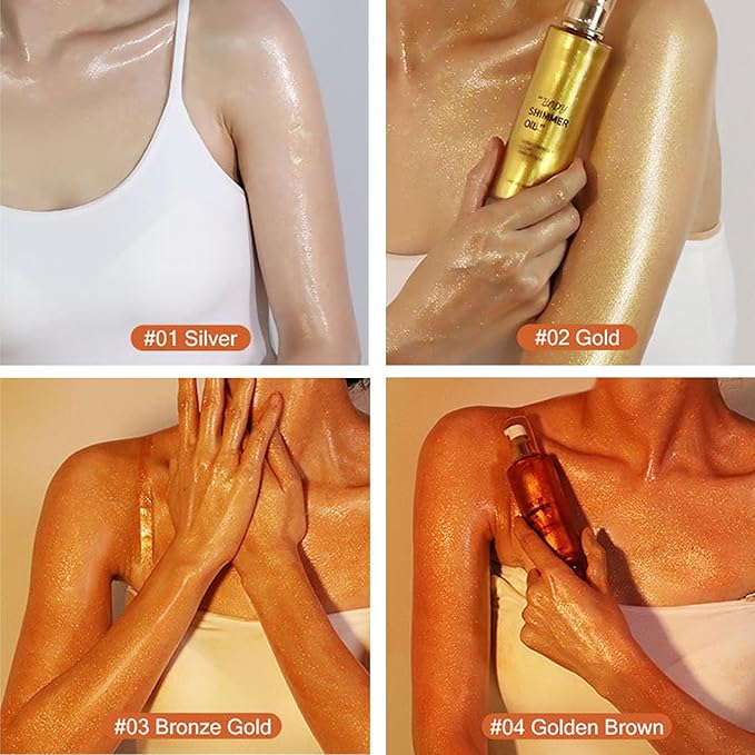 Shimmer Body Oil-Pearl White Face Brighten Glow Pearl