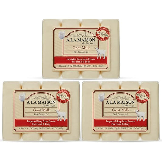 A LA MAISON Hypoallergenic Unscented Bar Soap - Triple French Milled Natural Moisturizing Hand Soap Bar (12 Bars of Soap, 3.5 oz)