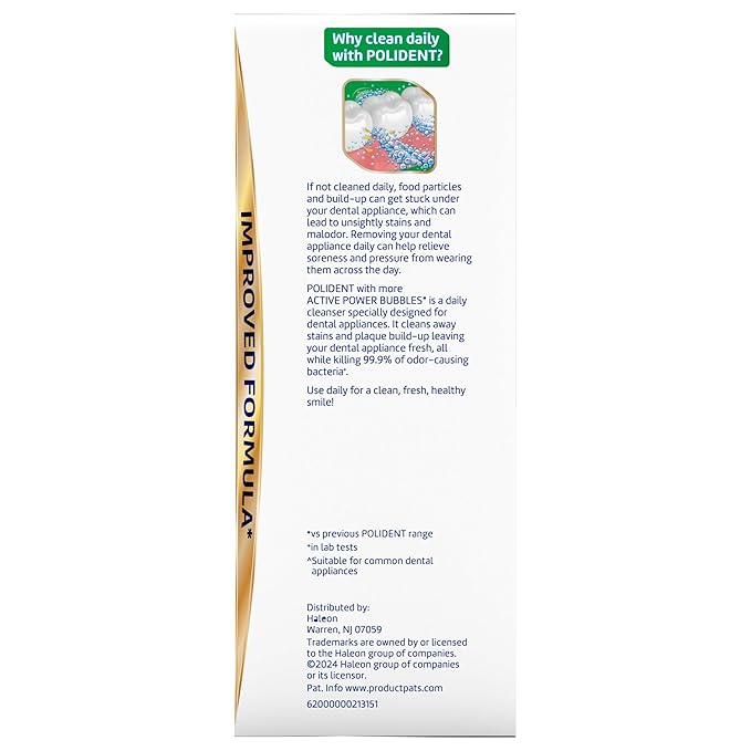 Polident Overnight Whitening Antibacterial Dental Appliance Cleanser Tablets, 60 Count