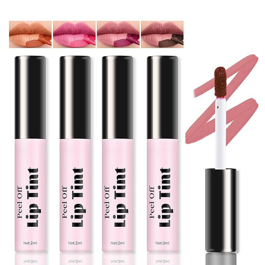 4 Colors Peel off Lip Stain Tint, Long-lasting Long-lasting