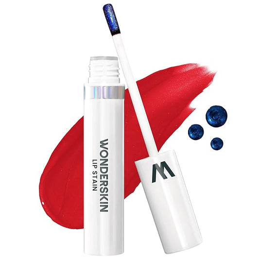 Wonderskin Wonder Blading Lip Stain Peel Off Masque - Long Lasting, Waterproof and Transfer Proof Red Lip Tint, Matte Finish Peel Off Makeup (Playful Stain & Go Masque)