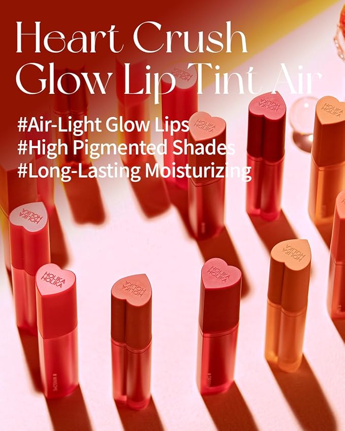 HOLIKA HOLIKA Heart Crush Glow Lip Tint Air – Korean Lip Tint with High Shine Juicy Fruit Jam Colors Lip Stain – Hydrolyzed Collagen & Vitamin C (13 MAY)